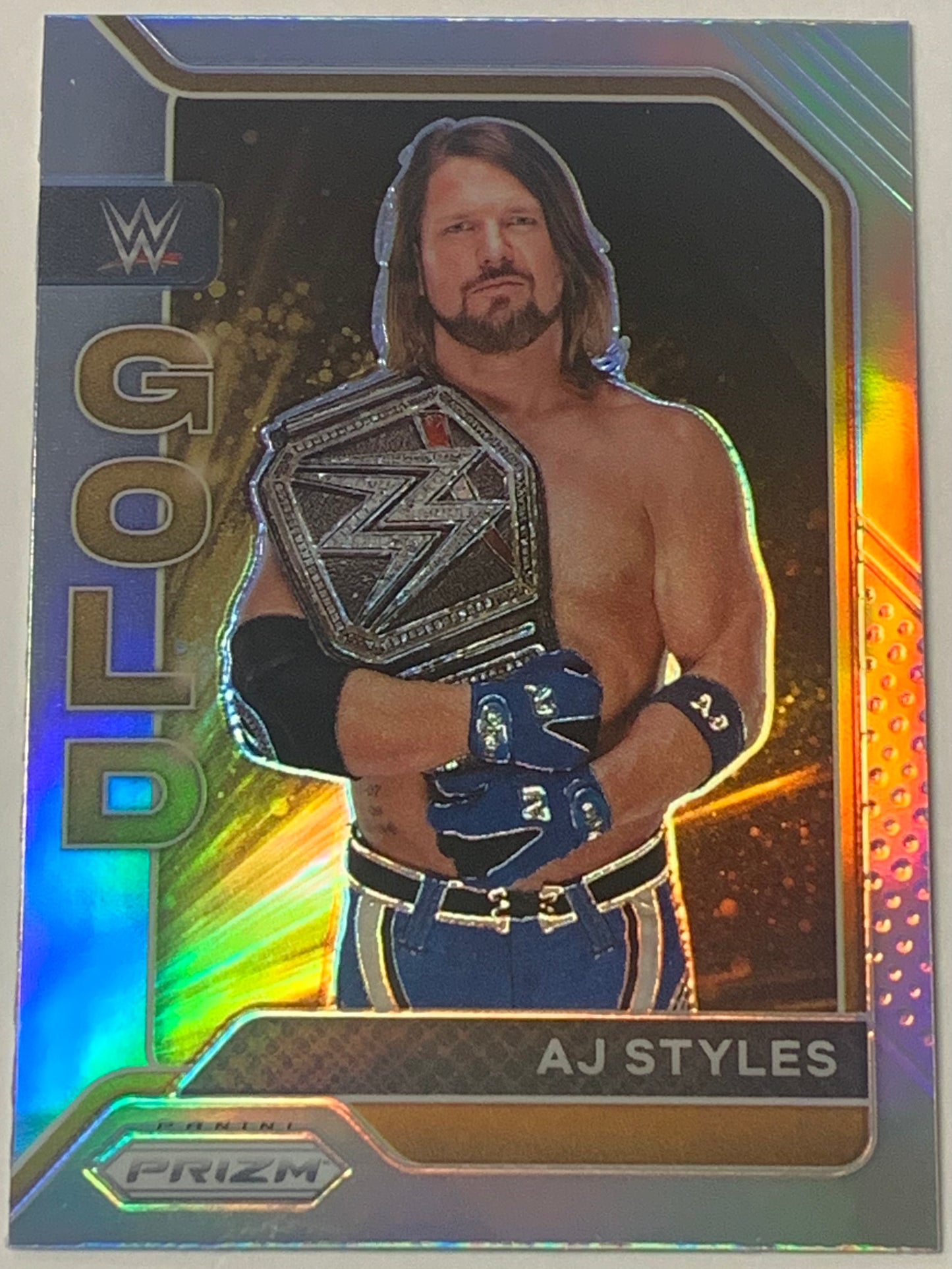 AJ Styles 2022 WWE Panini Silver Prizm “Gold” Insert Card