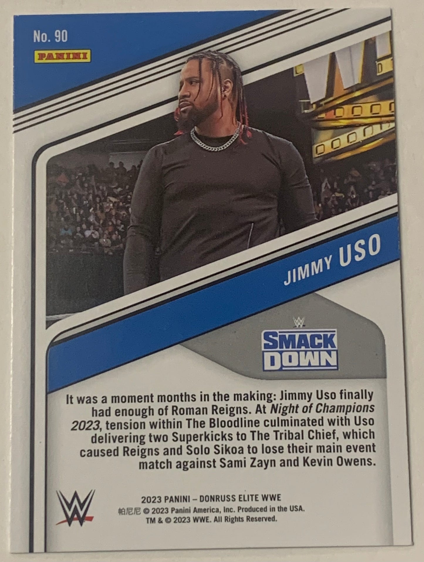 Jimmy Uso 2023 WWE Panini Donruss Elite Card (Bloodline)