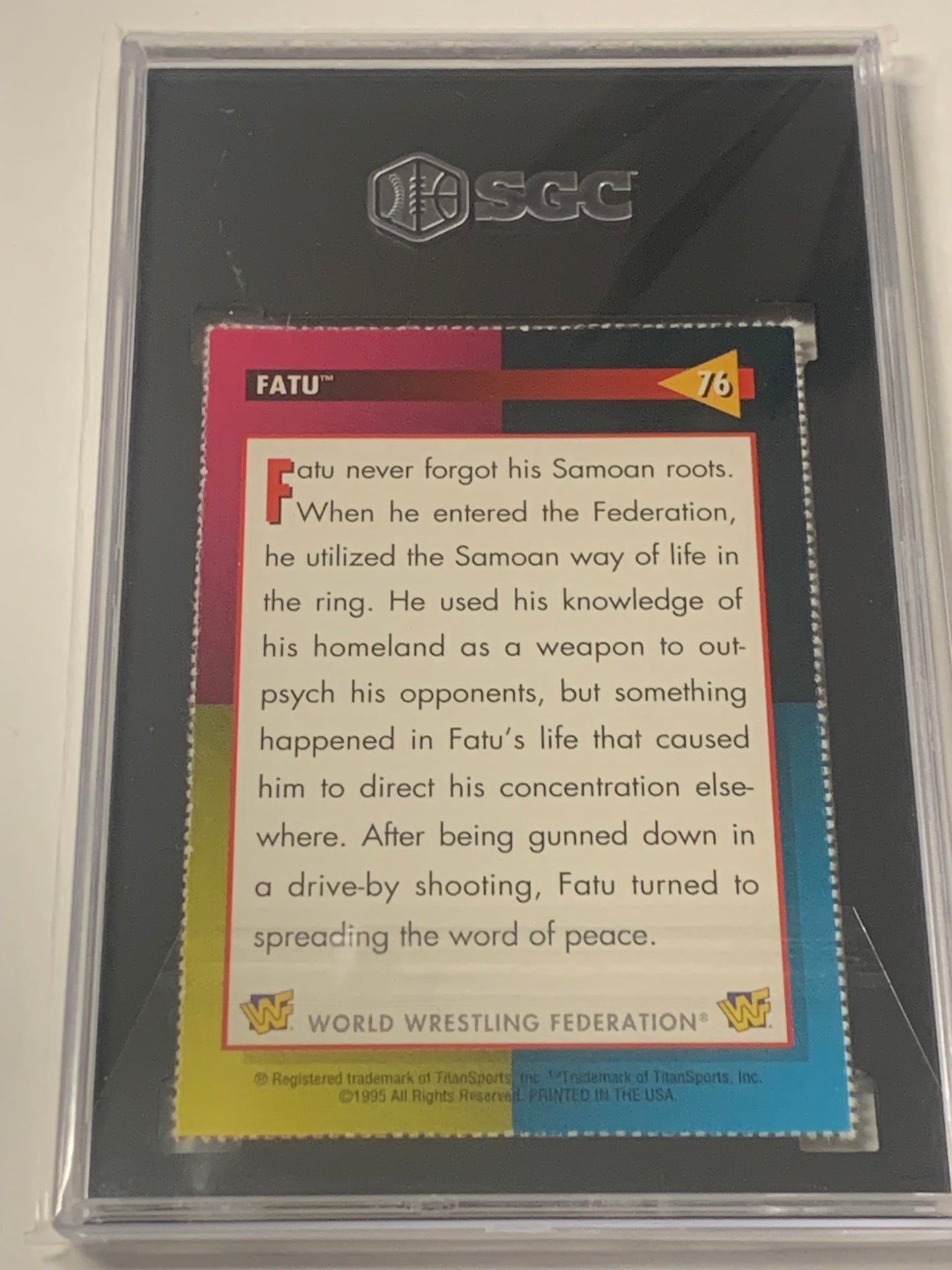 Fatu aka Rikishi 1995 WWF WWE Magazine Card Graded SGC 8.5 (The Bloodline)