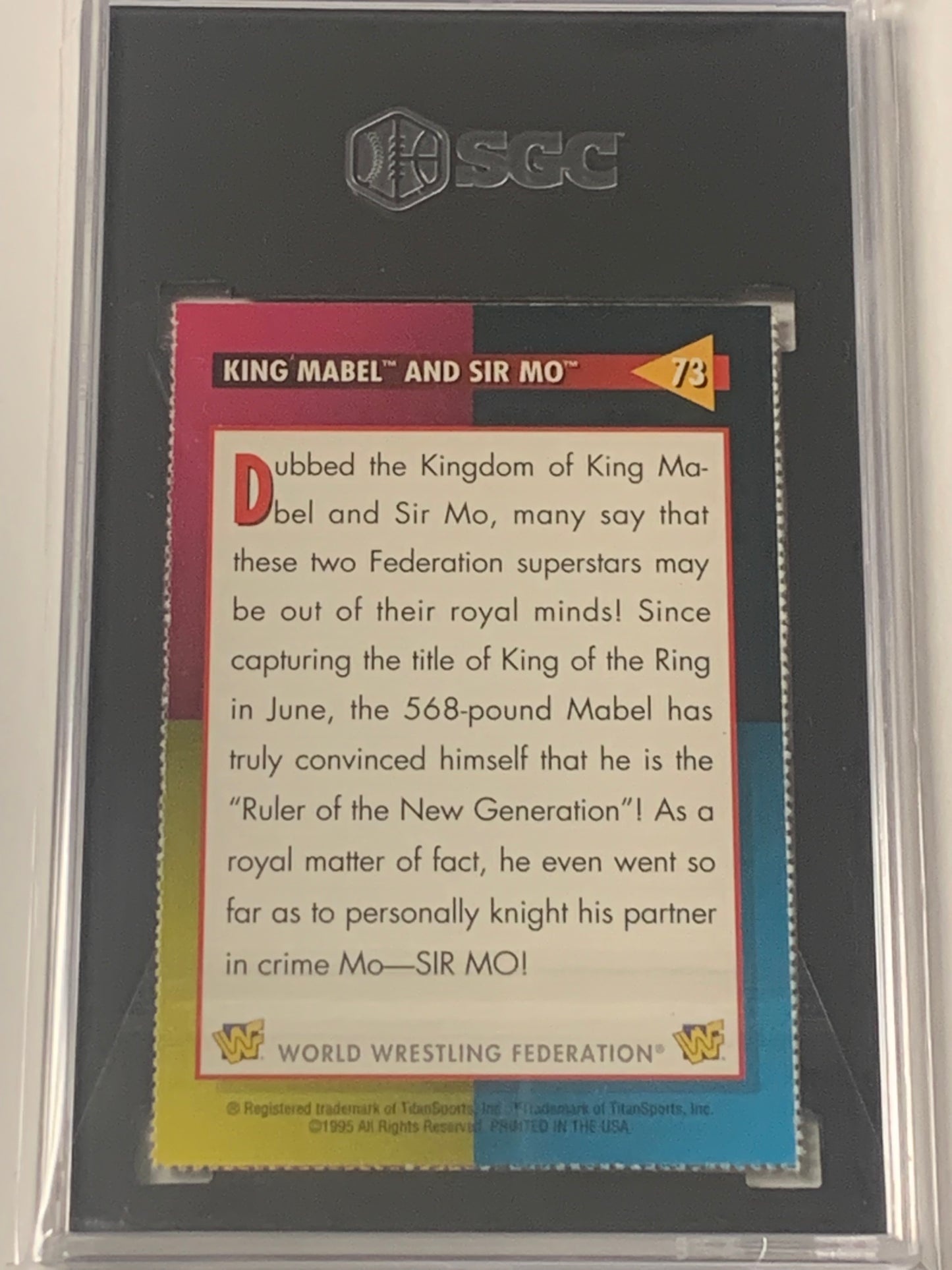 King Mable & Sir Mo 1995 WWF WWE Magazine Card Graded SGC 7 (One of their earlier cards)