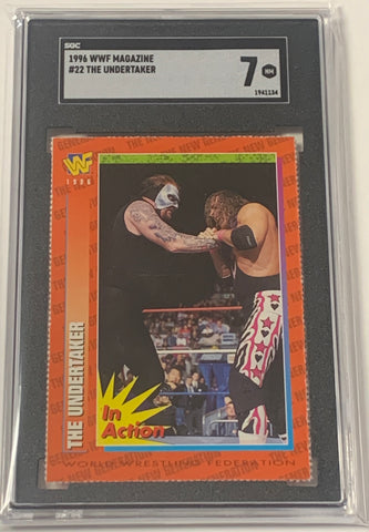 The Undertaker w/Bret Hart 1996 WWF WWE Magazine Card Graded SGC 7