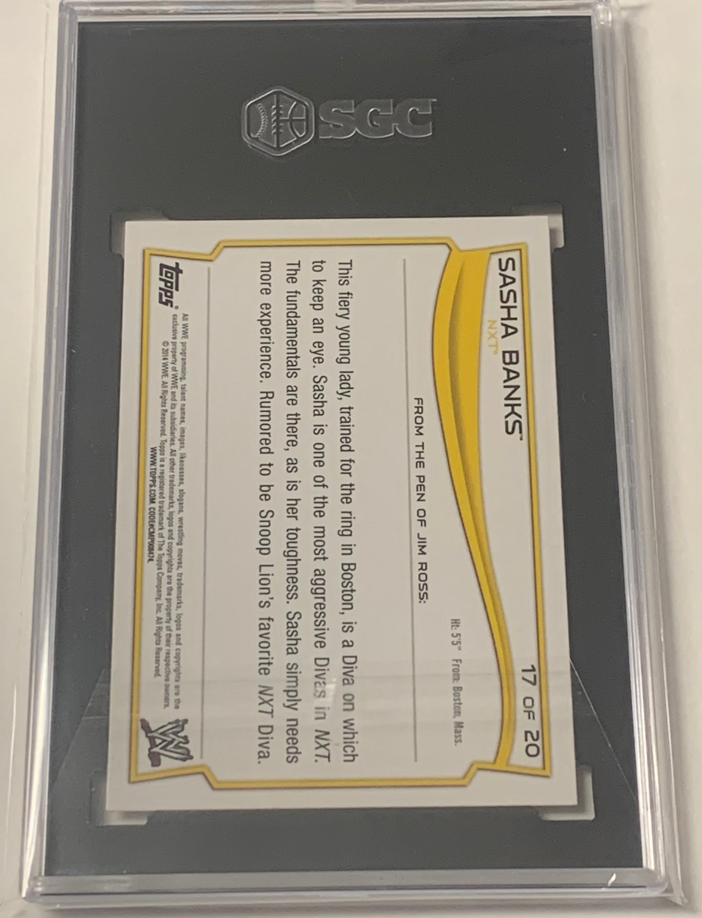 Sasha Banks 2014 WWE NXT Topps ROOKIE Card Graded SGC 9.5