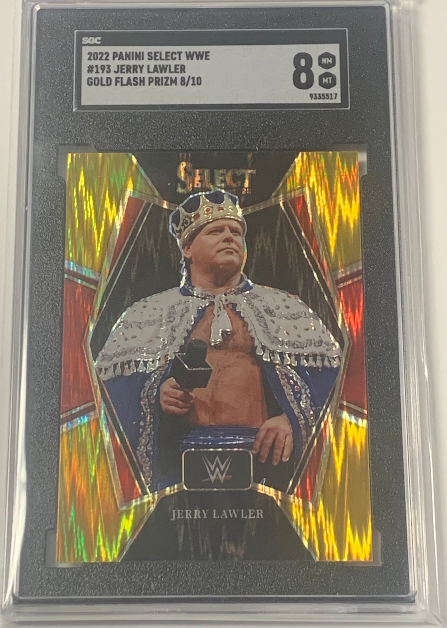 Jerry “The King” Lawler 2022 WWE Panini Select Gold Flash Prizm #8/10 Graded SGC 8 (Only 10 Made)