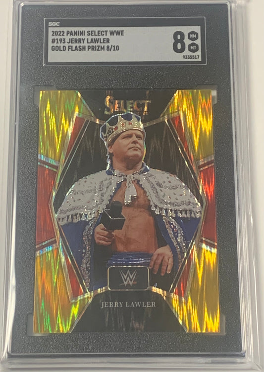 Jerry “The King” Lawler 2022 WWE Panini Select Gold Flash Prizm #8/10 Graded SGC 8 (Only 10 Made)