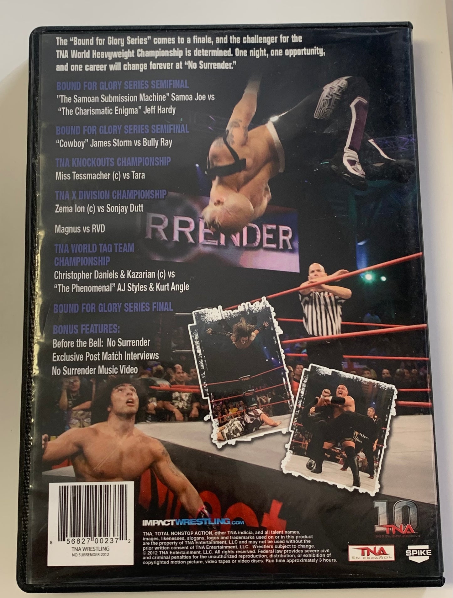 TNA DVD “No Surrender 2012” 2-Disc Set Angle Samoa Joe RVD