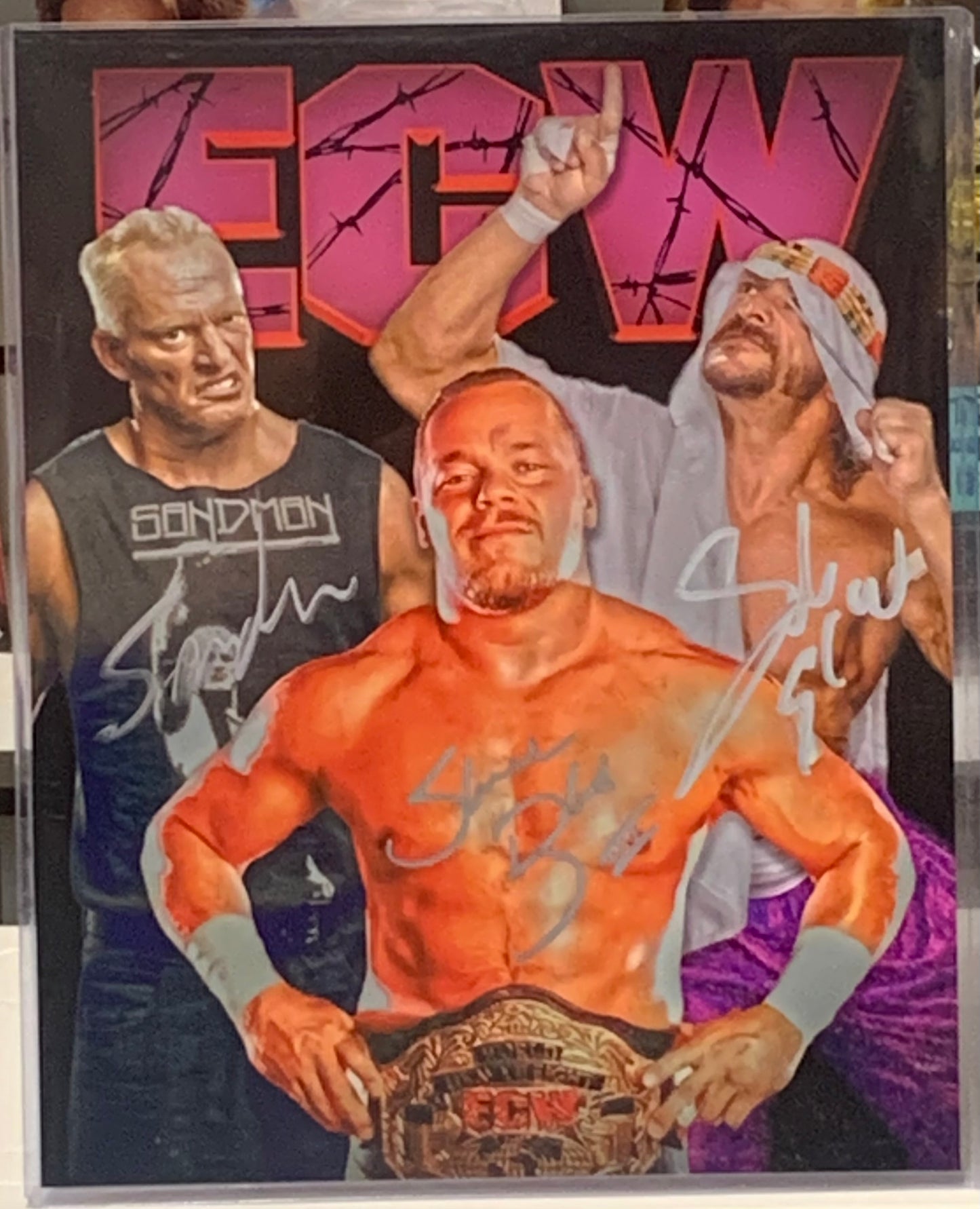 ECW Triple Signed Photo (The Sandman, Shane Douglas & Sabu) COA