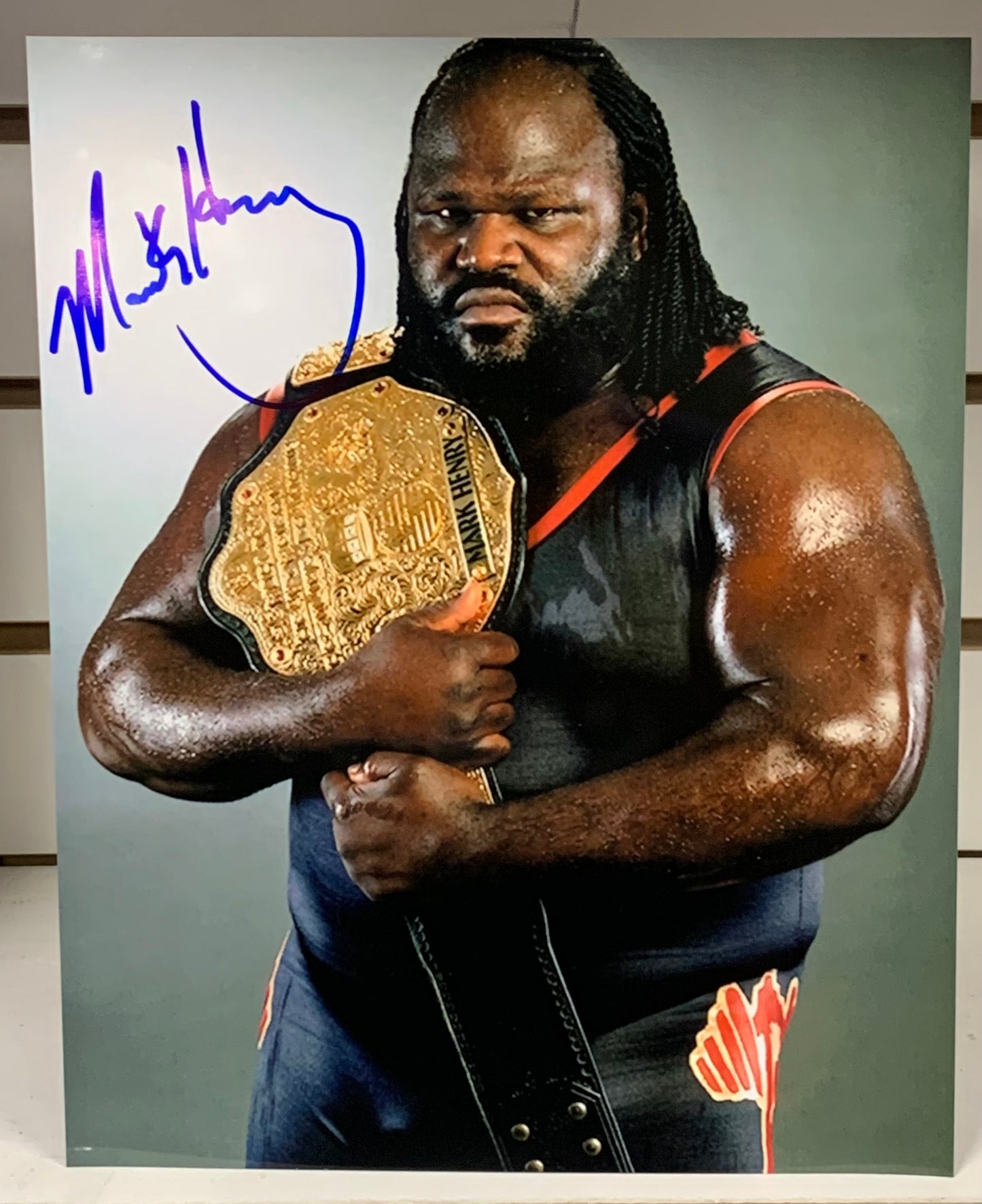 Mark Henry Signed 8x10 Color Photo w/Belt COA