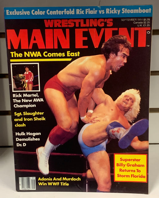 Wrestling’s Main Event Magazine September 1984 (Poster Flair vs Steamboat)
