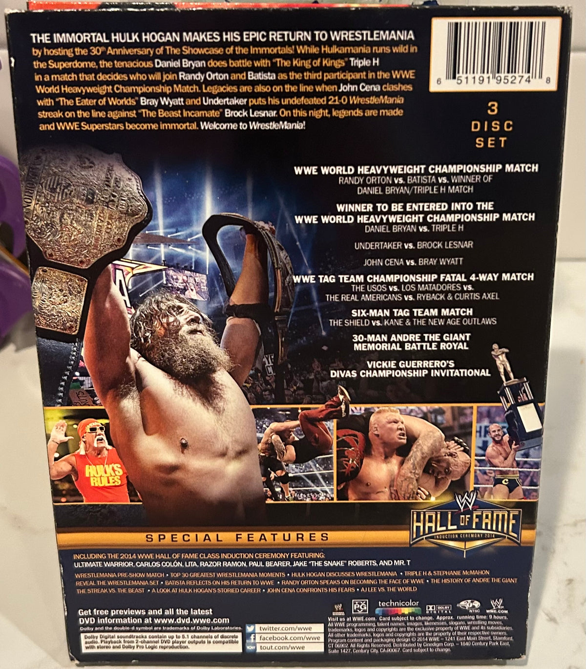 + WWE DVD “Wrestlemania 30” (3-Disc Set) Includes Hall of Fame Ceremony