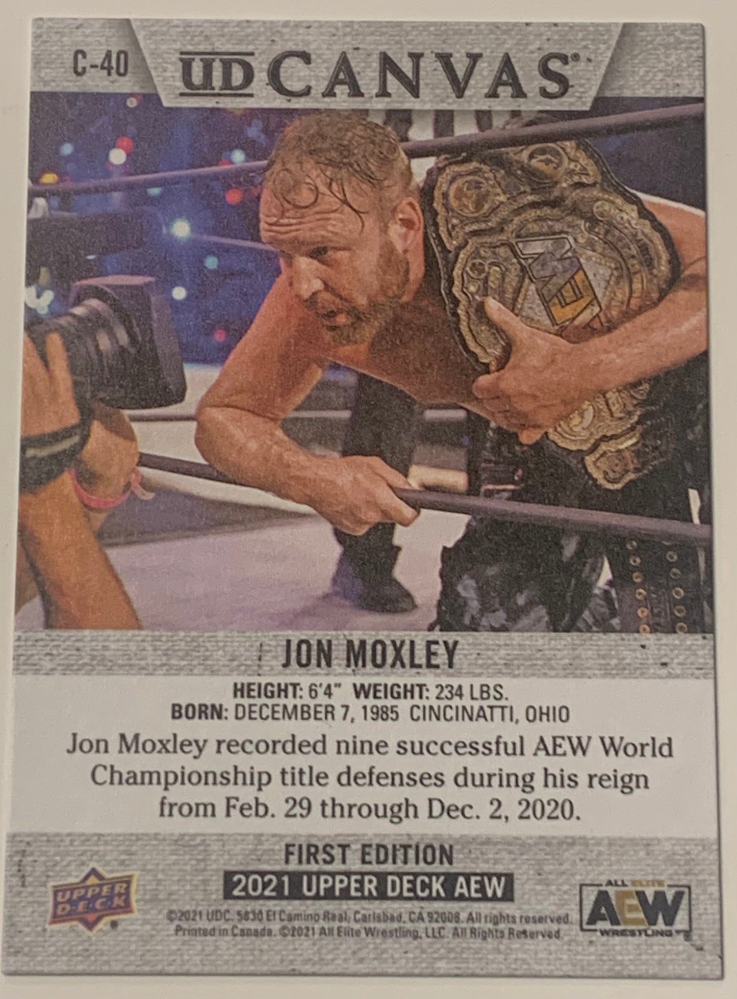 Jon Moxley aka Dean Ambrose 2021 AEW UD Upper Deck Canvas Card