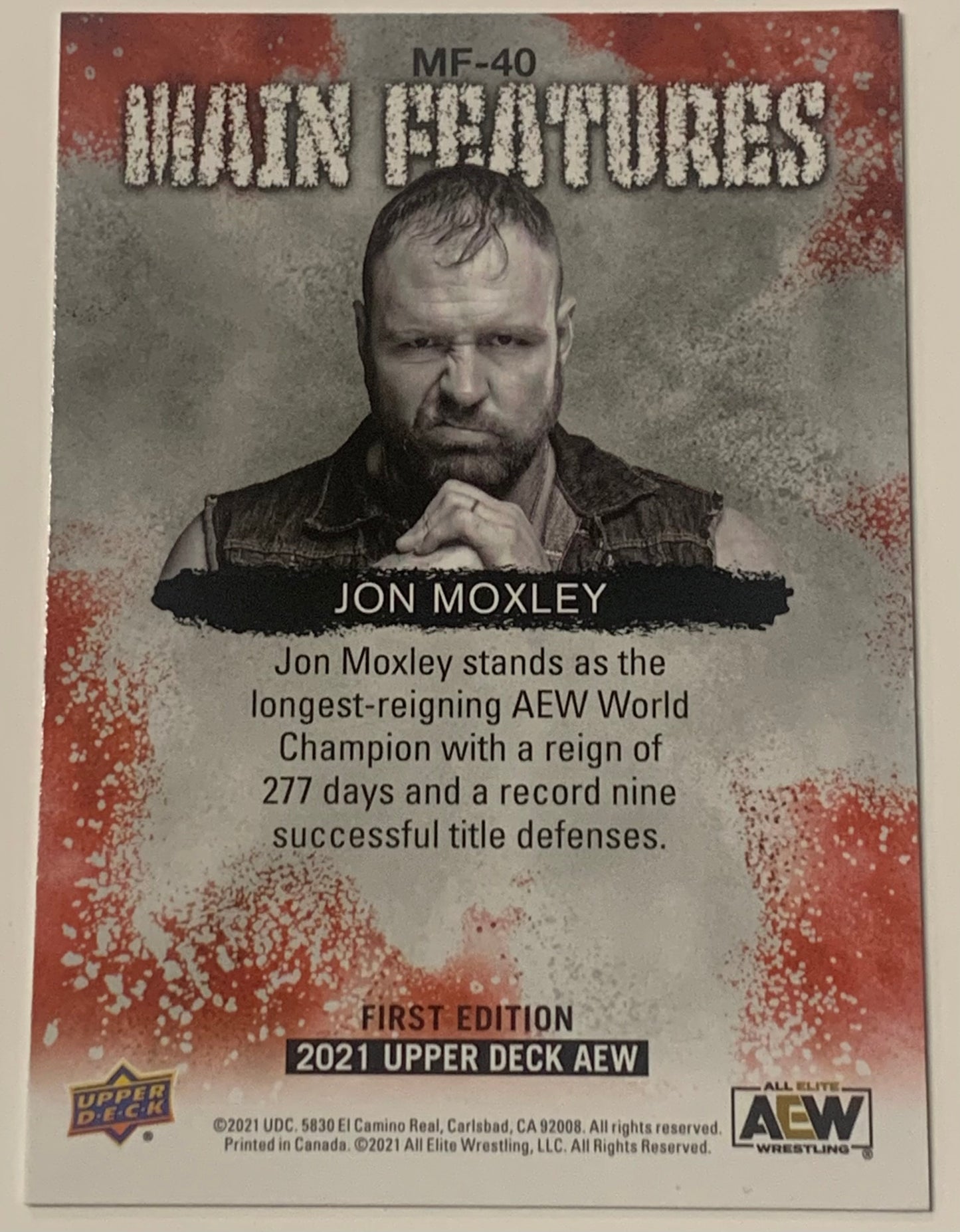 Jon Moxley aka Dean Ambrose 2021 AEW UD Upper Deck Main Features