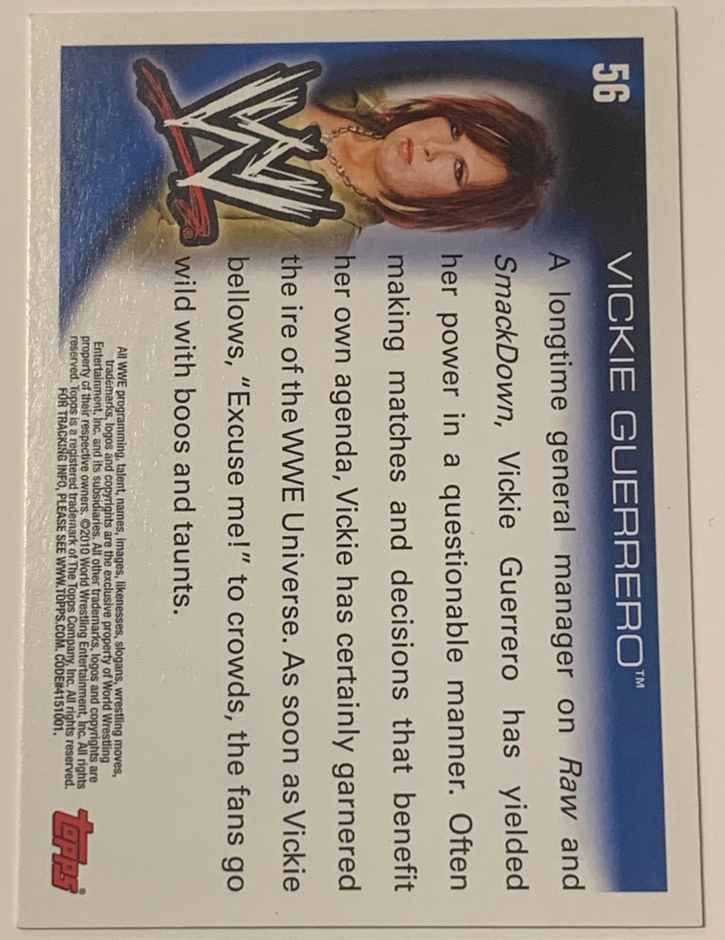 Vickie Guerrero 2010 WWE Topps Signed Inscribed “Excuse Me” (Comes w/COA)