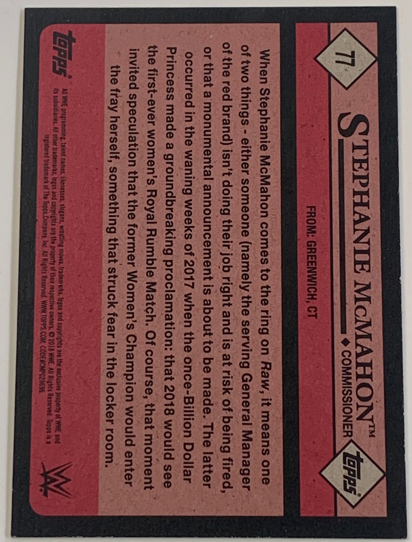 Stephanie McMahon 2018 WWE Topps Heritage Card