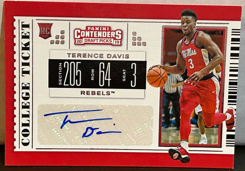 Terence Davis 2019 Panini Contenders Draft Picks Auto Rookie Card