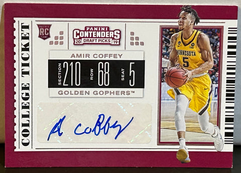 Amir Coffey 2019 Panini Contenders Draft Picks Auto Rookie Card