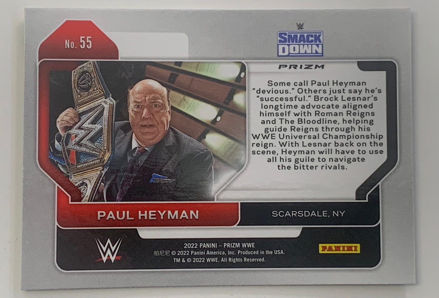 Paul Heyman 2022 WWE Panini Prizm Silver Hyper Refractor