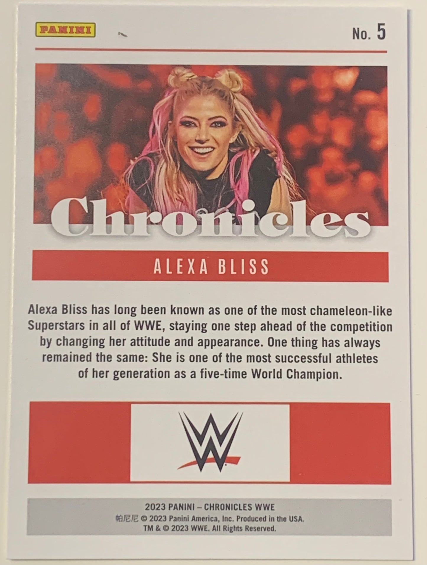 Alexa Bliss 2023 WWE Panini Chronicles Card