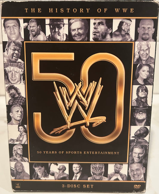 + WWE DVD “The History of WWE, 50 Years of Sports Entertainment” (3-Disc Set)