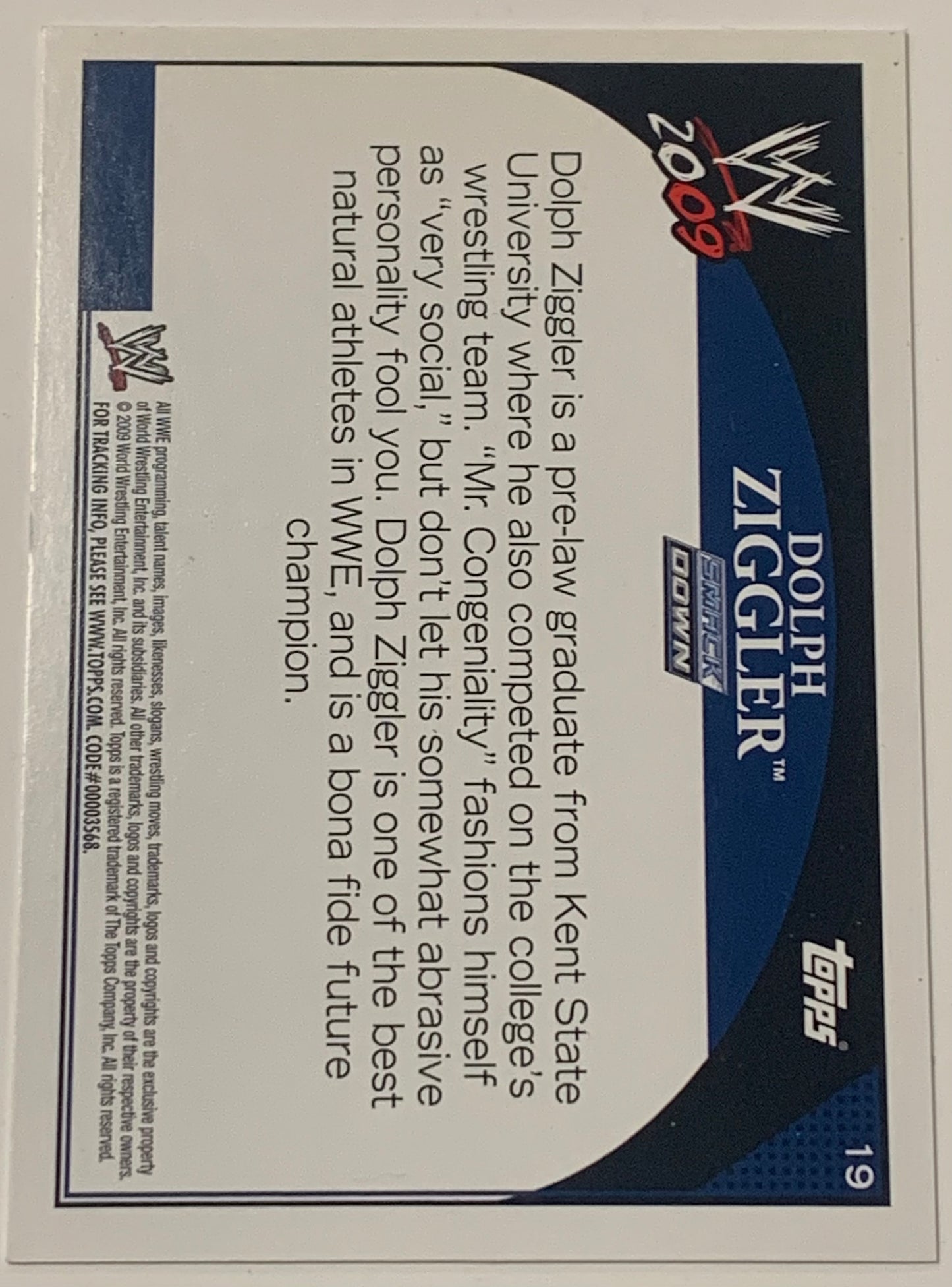 Dolph Ziggler 2009 WWE Topps ROOKIE Card