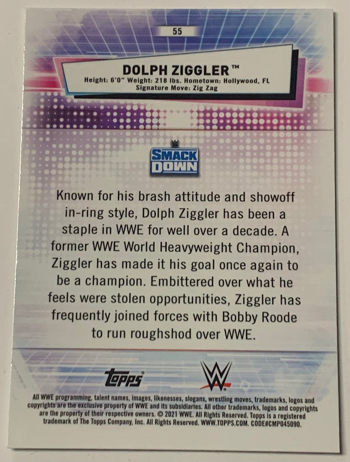 Dolph Ziggler 2021 WWE Topps Chrome Card