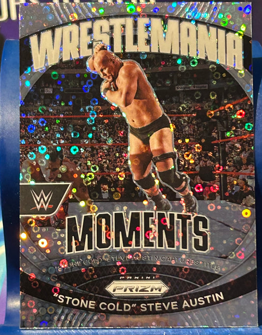 * Stone Cold Steve Austin WWE 2024 Prizm “Wrestlemania Moments” DISCO Insert Card