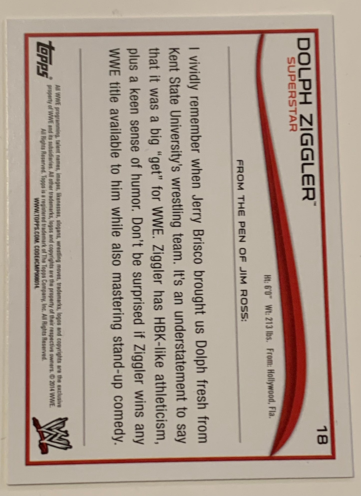 Dolph Ziggler 2014 WWE Topps Card