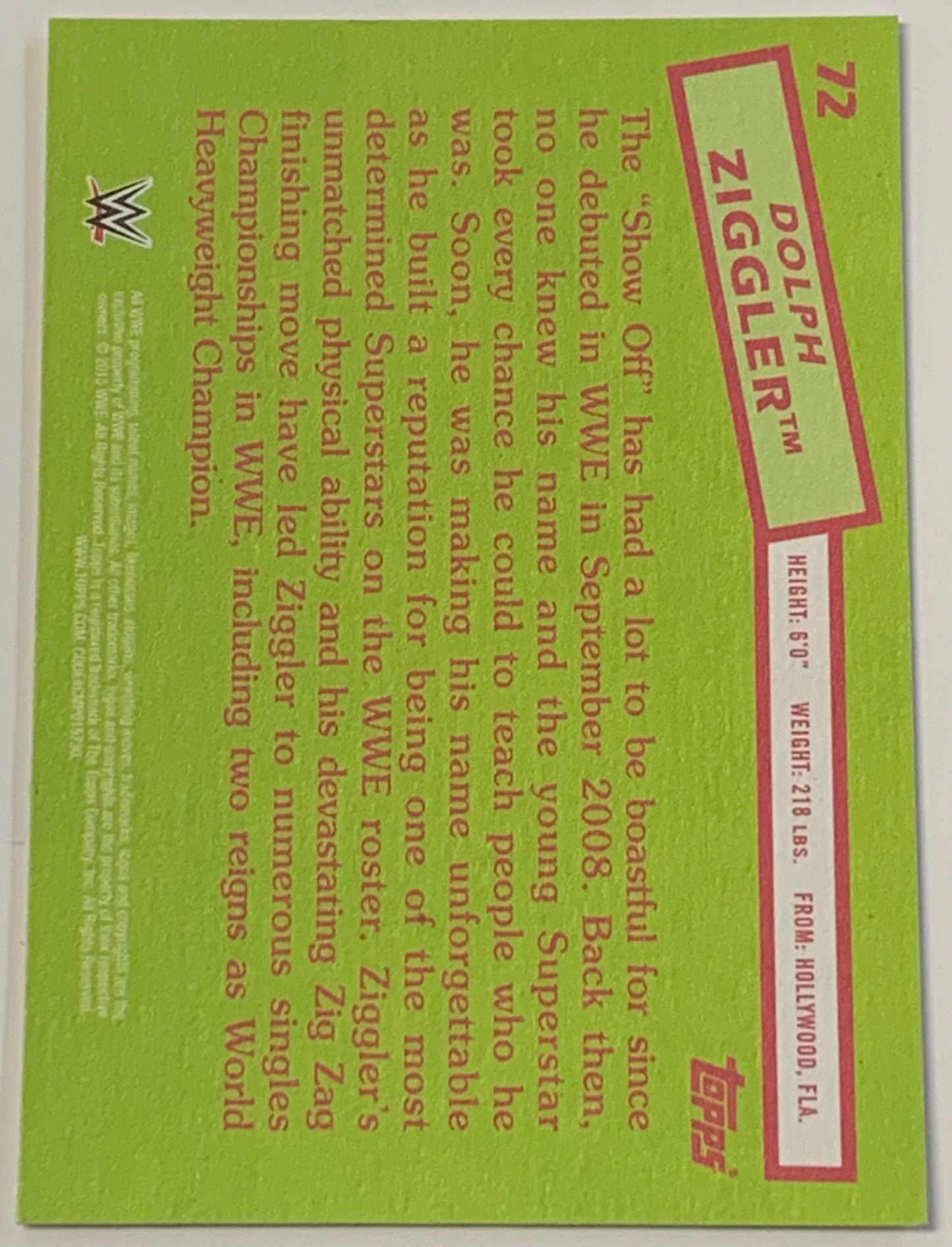 Dolph Ziggler 2015 WWE Topps Heritage Card