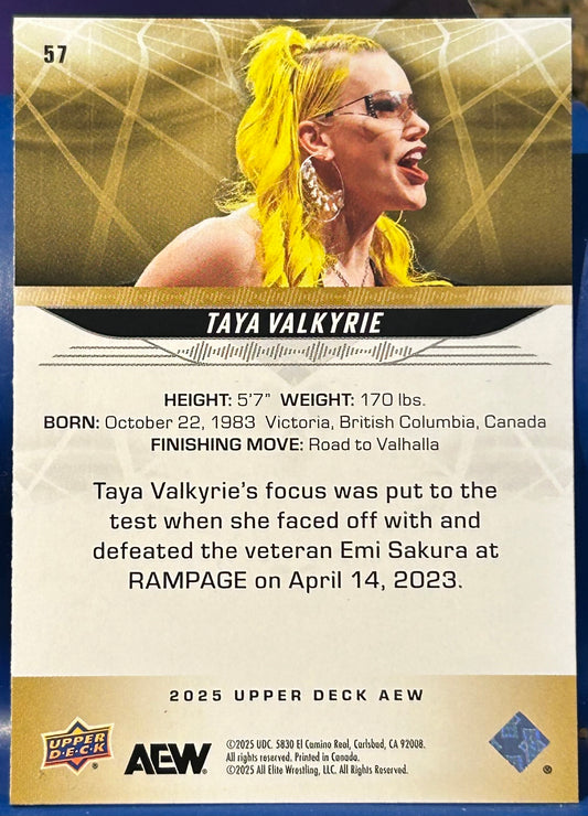 * Taya Valkyrie 2025 AEW UD Upper Deck Card