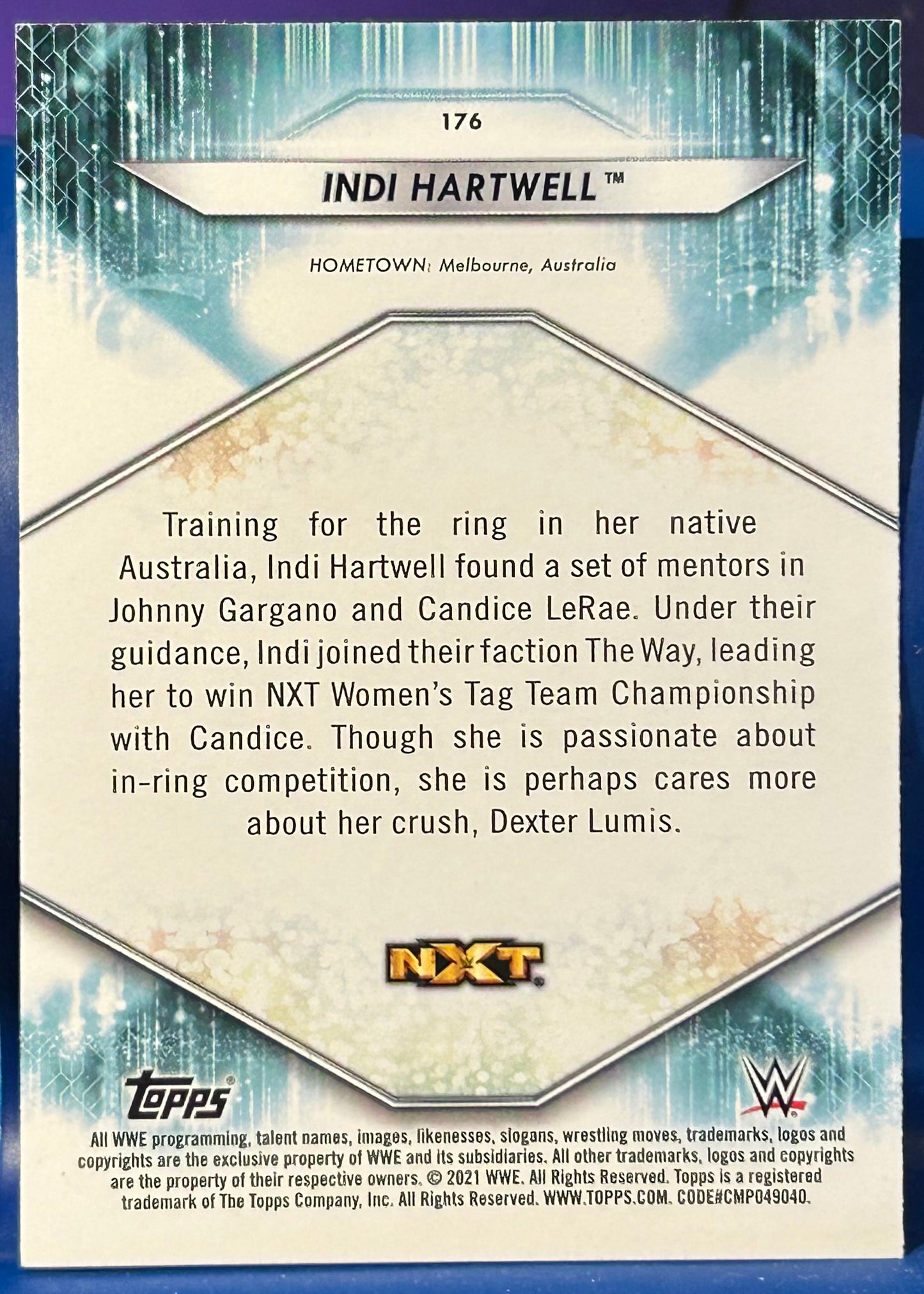 * Indi Hartwell 2021 WWE NXT Topps Card