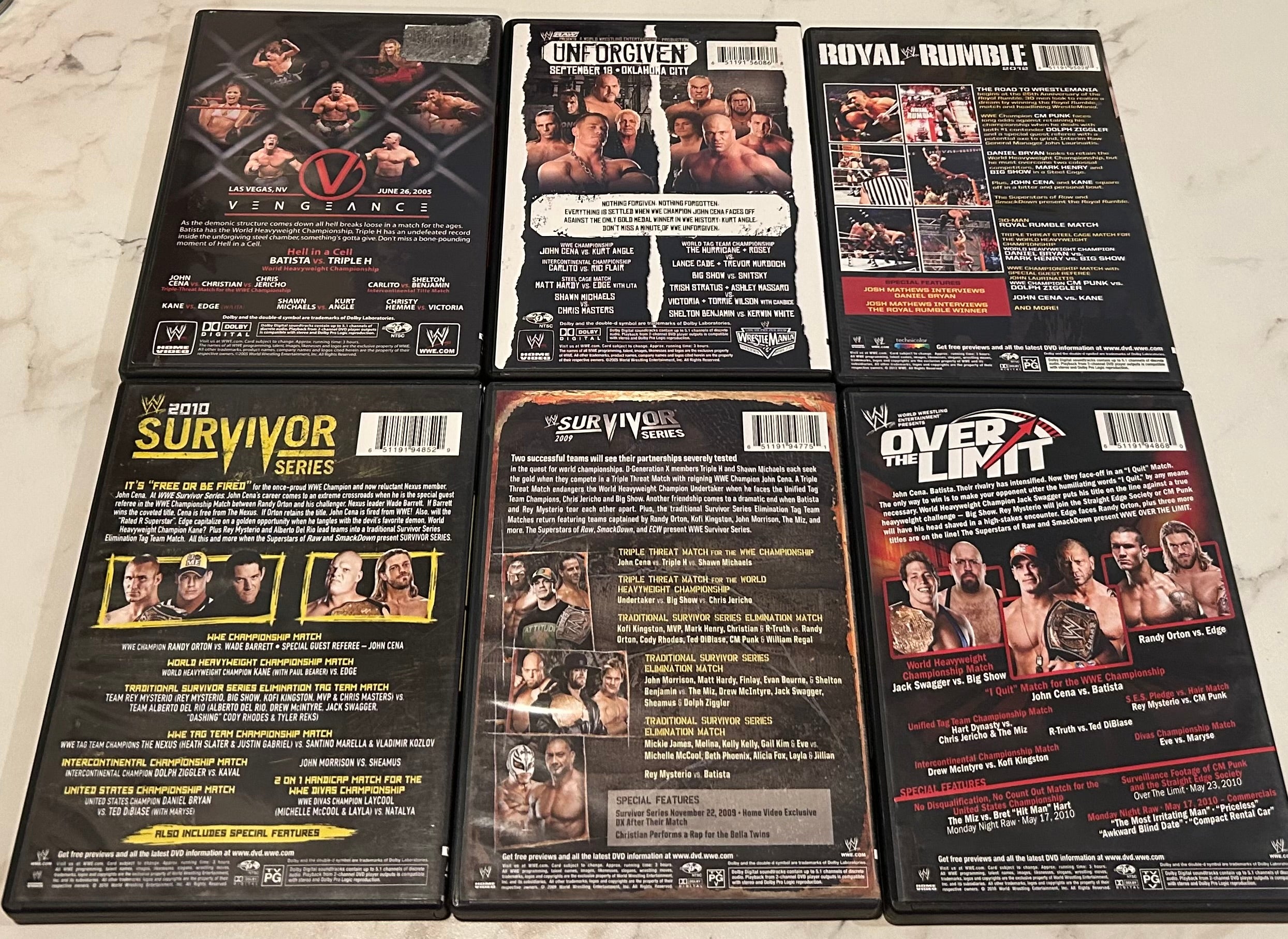 WWE DVD 305枚 ⚠️パッケージ無し、北米版DVDあり要注意 WWE DVD Lot of 6 DVD's (Survivor Series, Rumble, Vengeance etc
