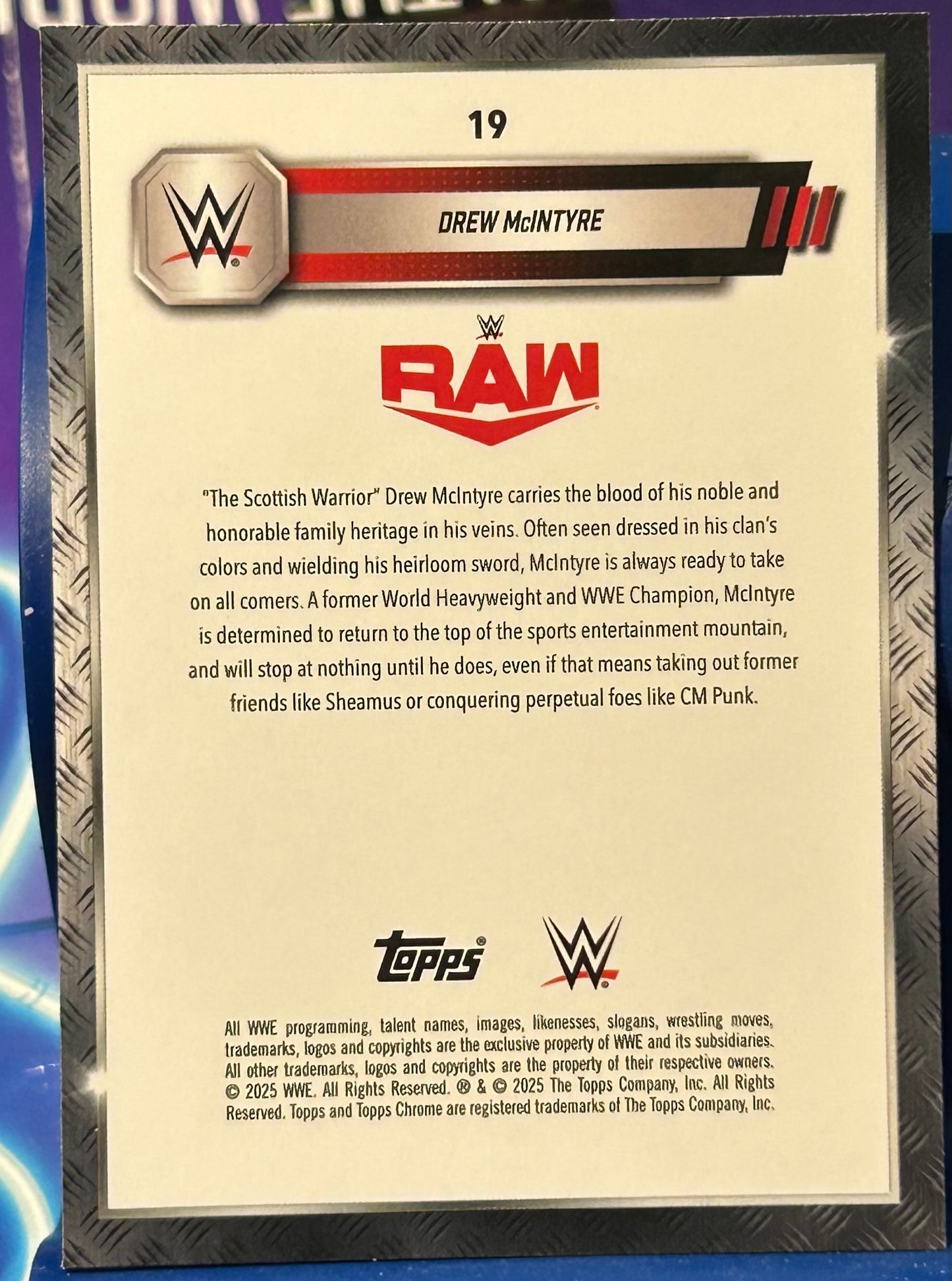 * Drew McIntyre 2025 WWE Topps Chrome PURPLE REFRACTOR Card (Beautiful Color)