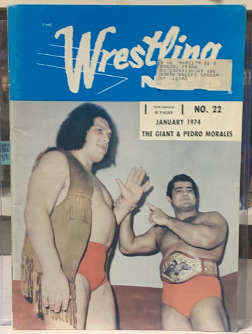 Wrestling News Official Magazine #22 from January 1974 Andre The Giant & Pedro Morales (Vintage Color Ken Patera Poster Inside)