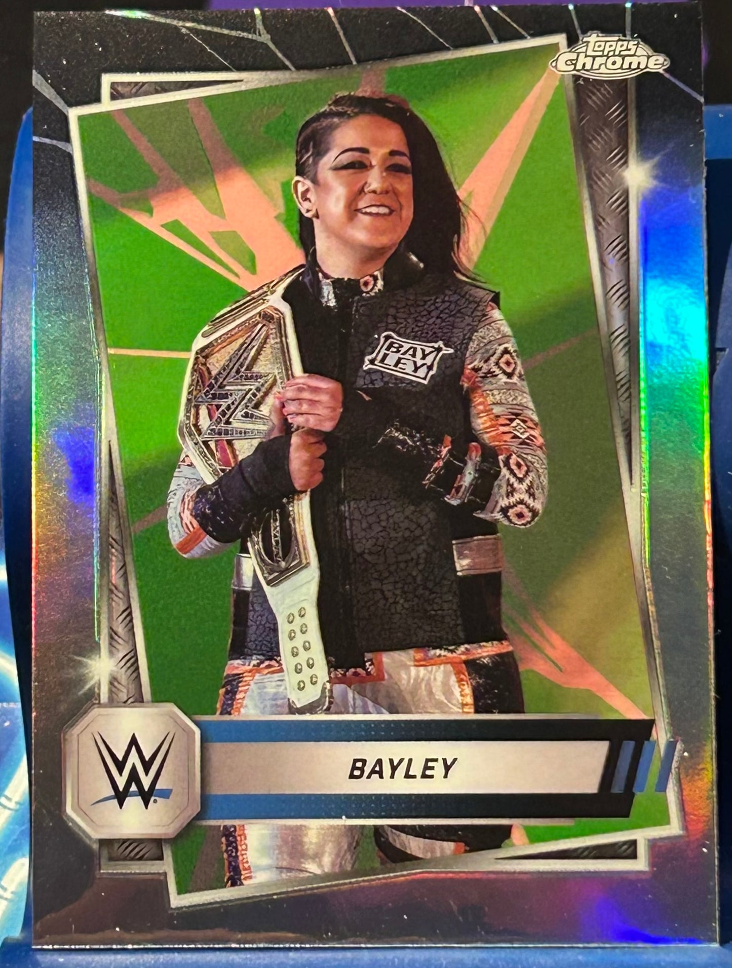 * Bayley 2025 WWE Topps Chrome Black & Green REFRACTOR Card