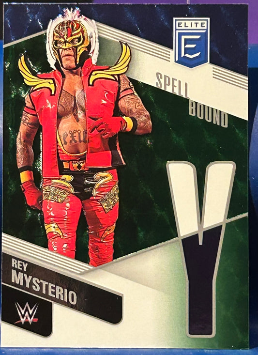 * Rey Mysterio 2023 WWE Donruss Elite SPELLBOUND Green “Y” Parallel Insert Card