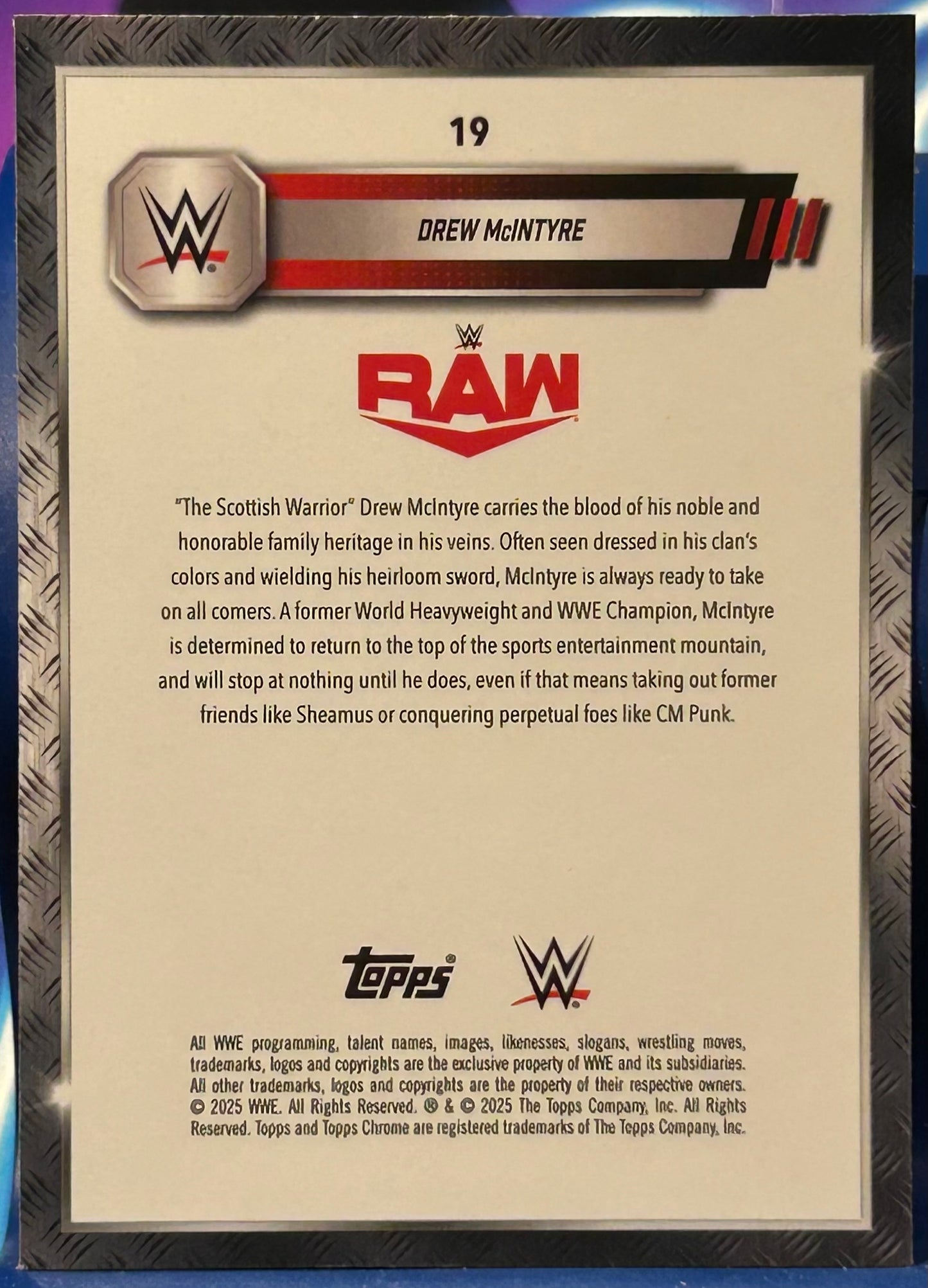 * Drew McIntyre 2025 WWE Topps Chrome RED & BLUE Refractor Card