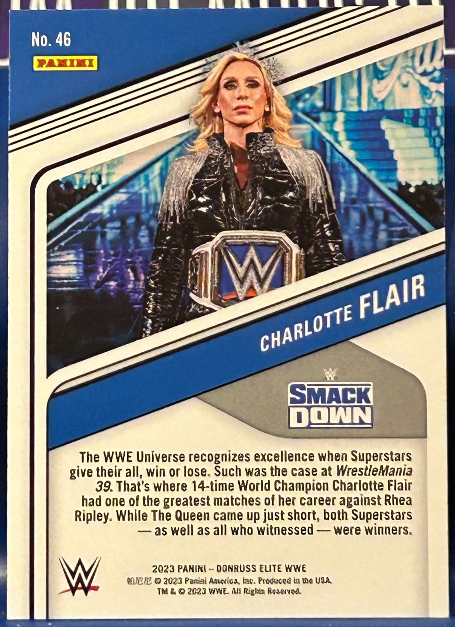 * Charlotte Flair 2023 WWE Panini Donruss Elite PINK PARALLEL Card