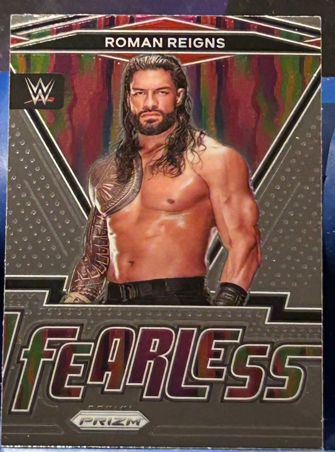 * Roman Reigns 2022 WWE Panini Prizm FEARLESS Insert Card (The Tribal Chief)