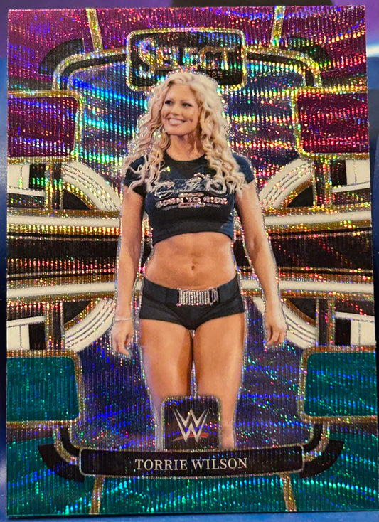* Torrie Wilson 2024 WWE Panini Select PURPLE & TEAL REFRACTOR Card (Beautiful Card)