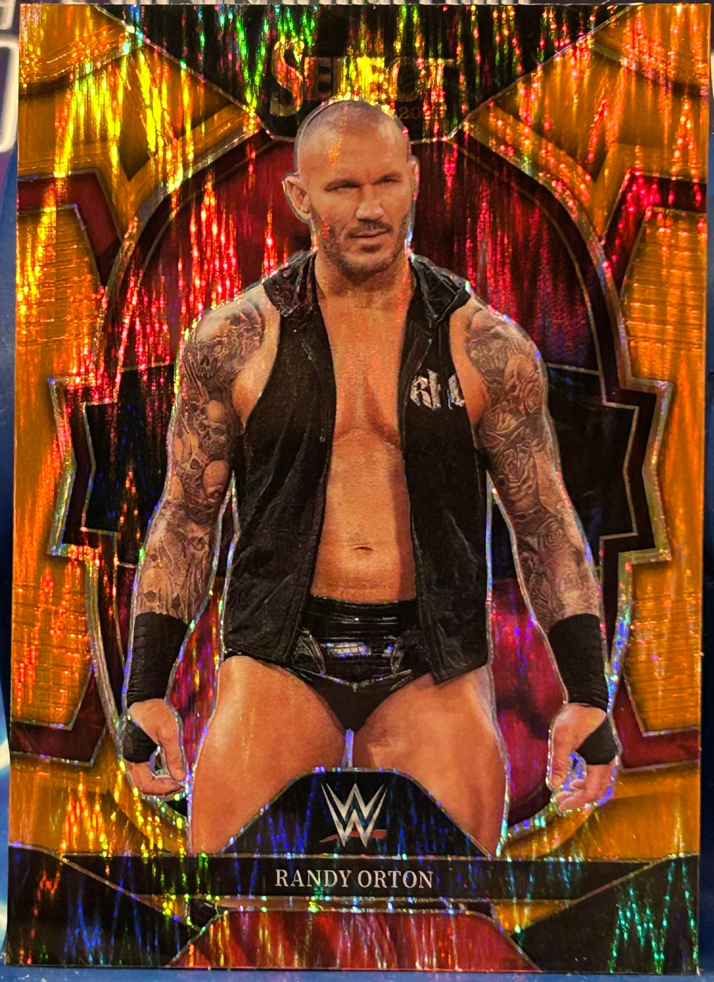 * Randy Orton 2023 WWE Panini Select Orange Flash Prizm Concourse Refractor Card