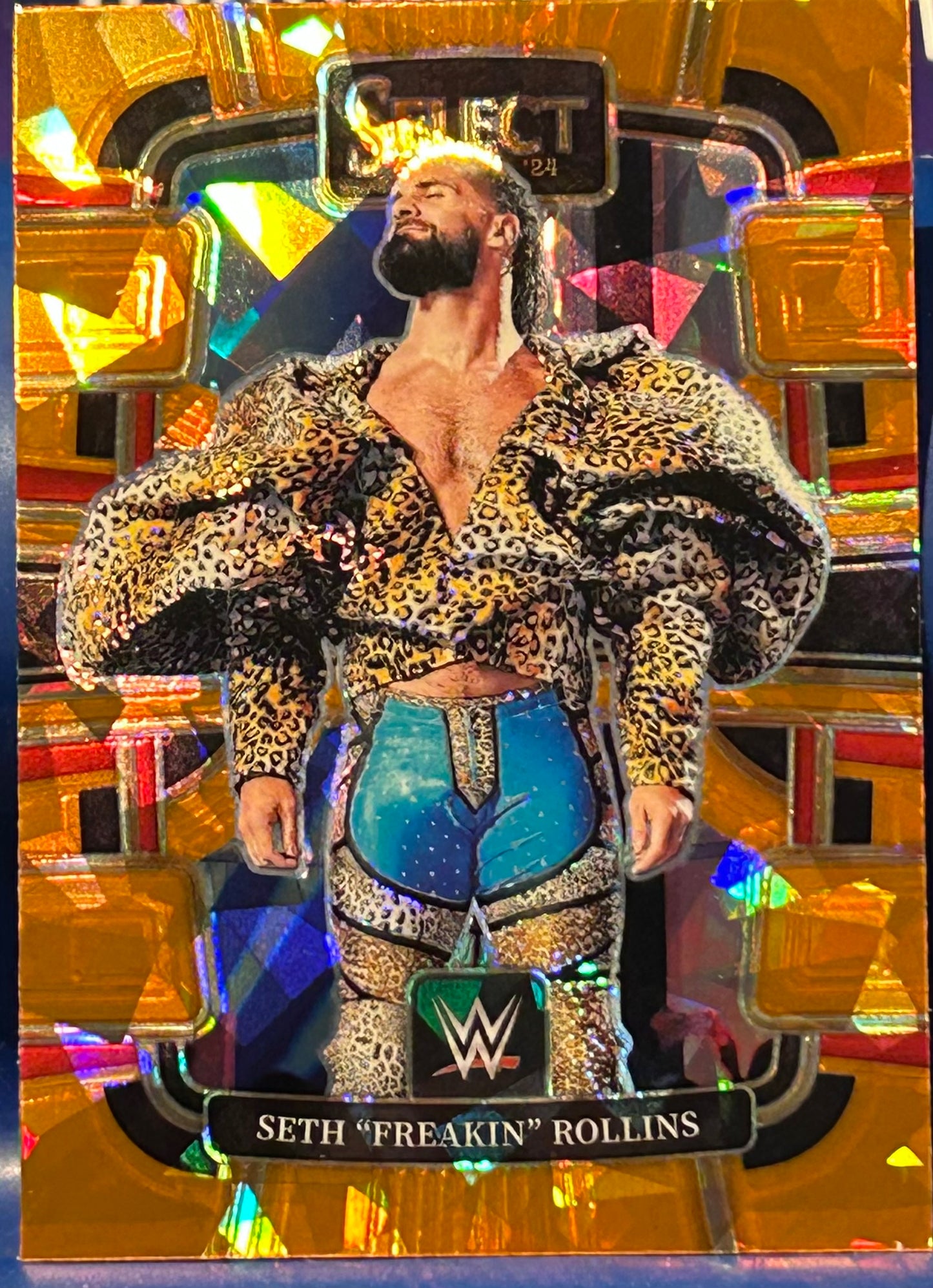 * Seth Rollins 2024 WWE Panini Select Orange Flash Prizm Concourse Refractor Card