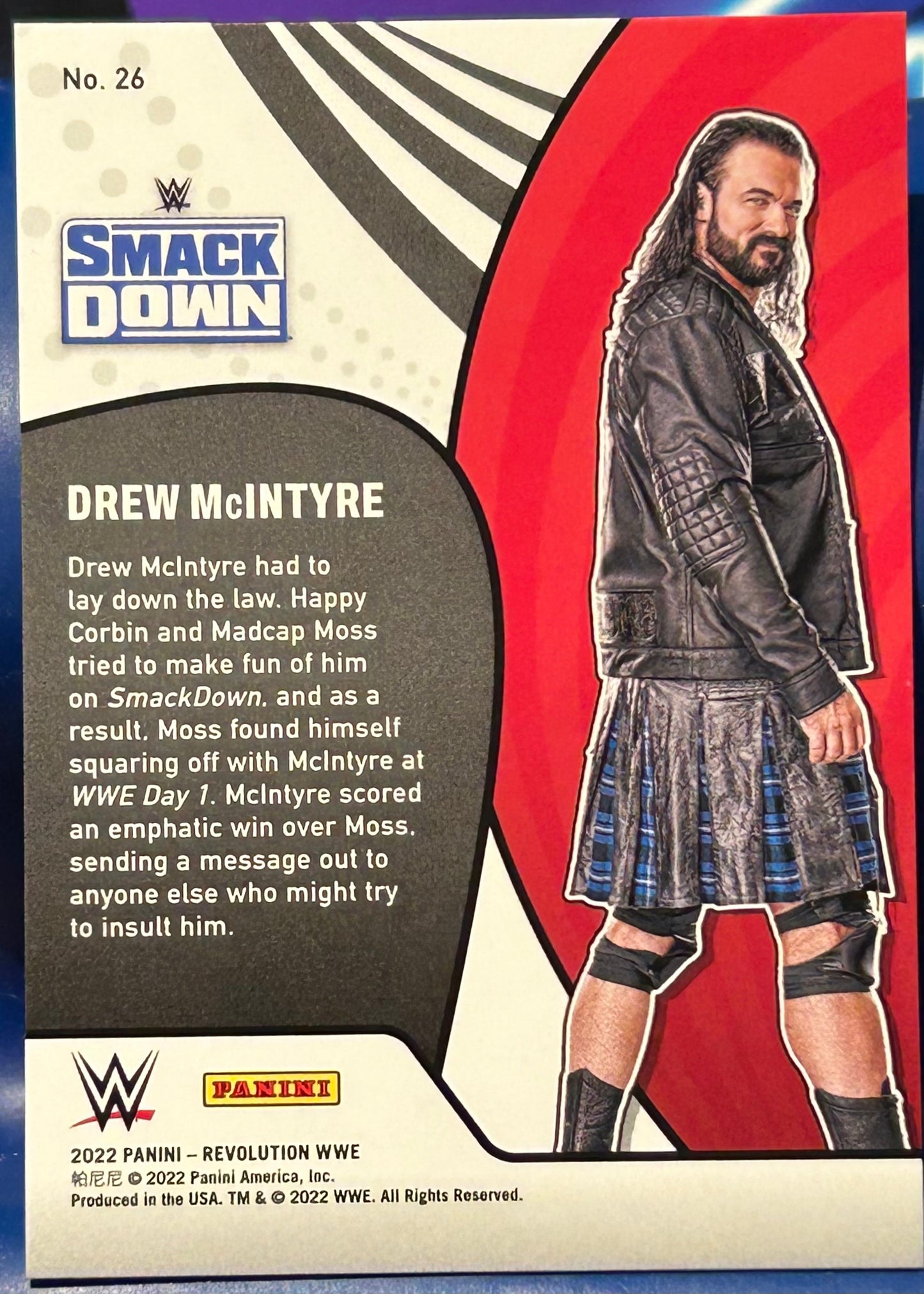 * Drew McIntyre 2022 WWE Panini Revolution VORTEX Insert Card