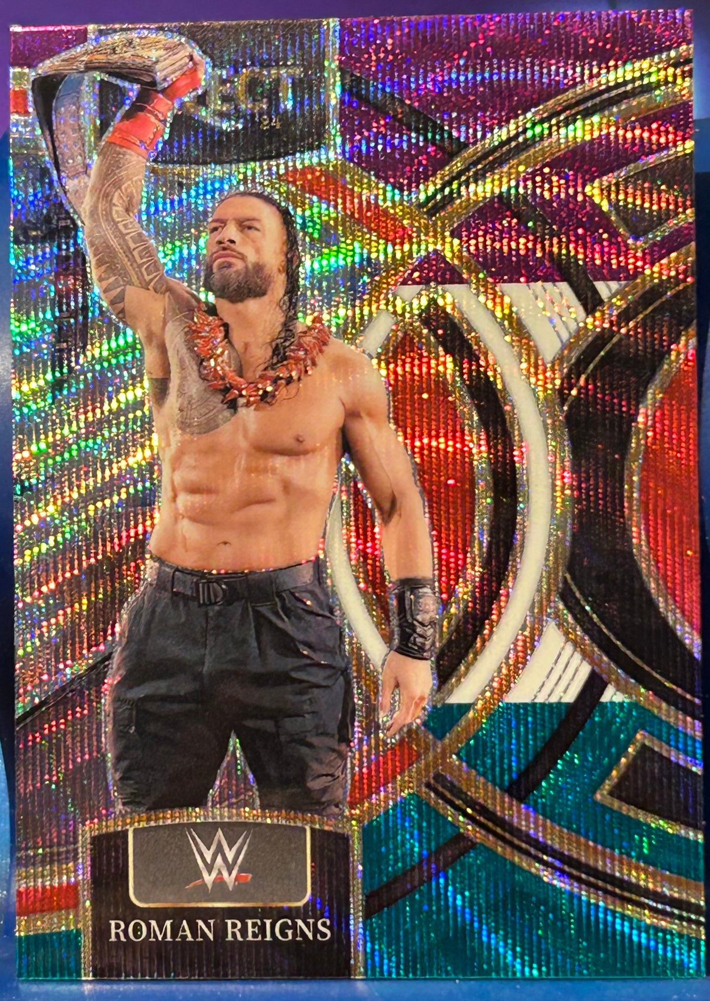 * Roman Reigns 2024 WWE Panini Select PURPLE & TEAL Prizm Refractor Card