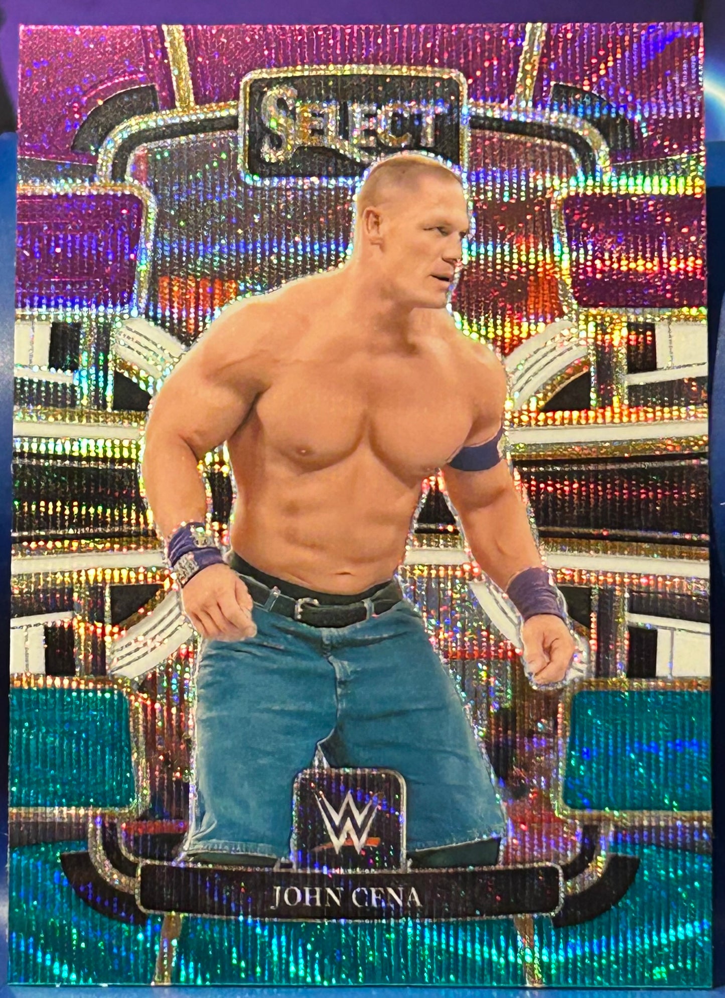 * John Cena 2024 WWE Panini Select PURPLE & TEAL Prizm Refractor Card