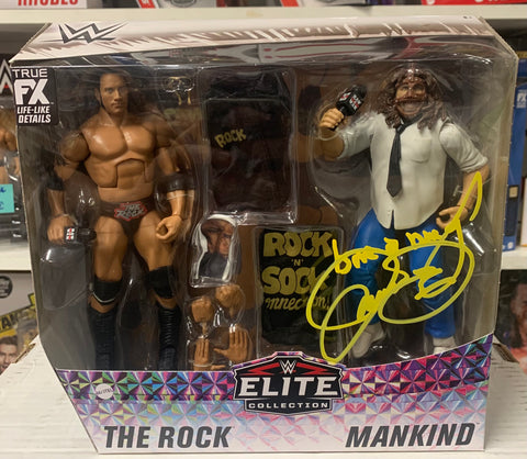 The Rock & Mankind WWE Elite SIGNED BY MANKIND (Comes w/COA)