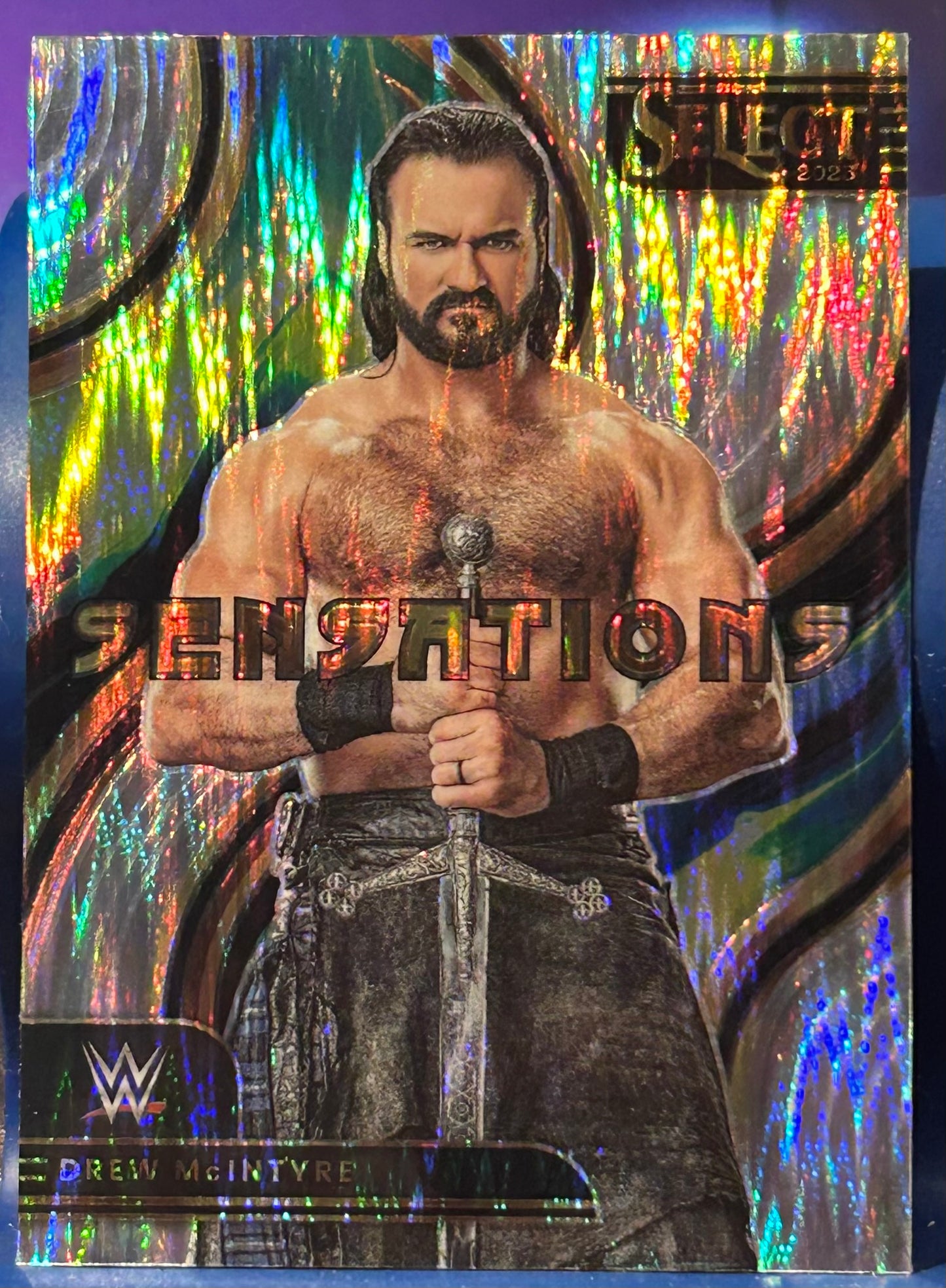 * Drew McIntyre 2023 WWE Panini Select “Sensations” Silver Flash Prizm Refractor Card