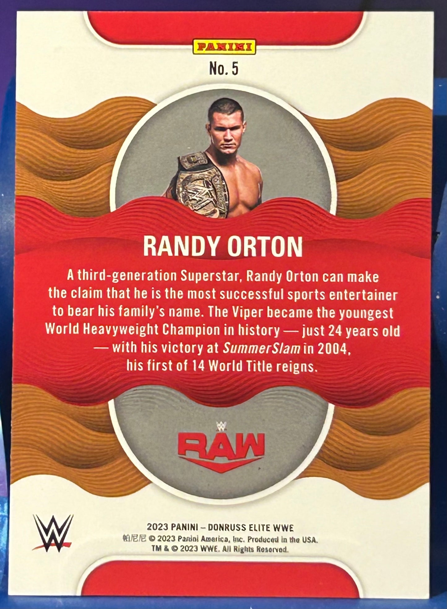 * Randy Orton 2023 WWE Donruss Elite “Tidal Waves” Foil Insert Card