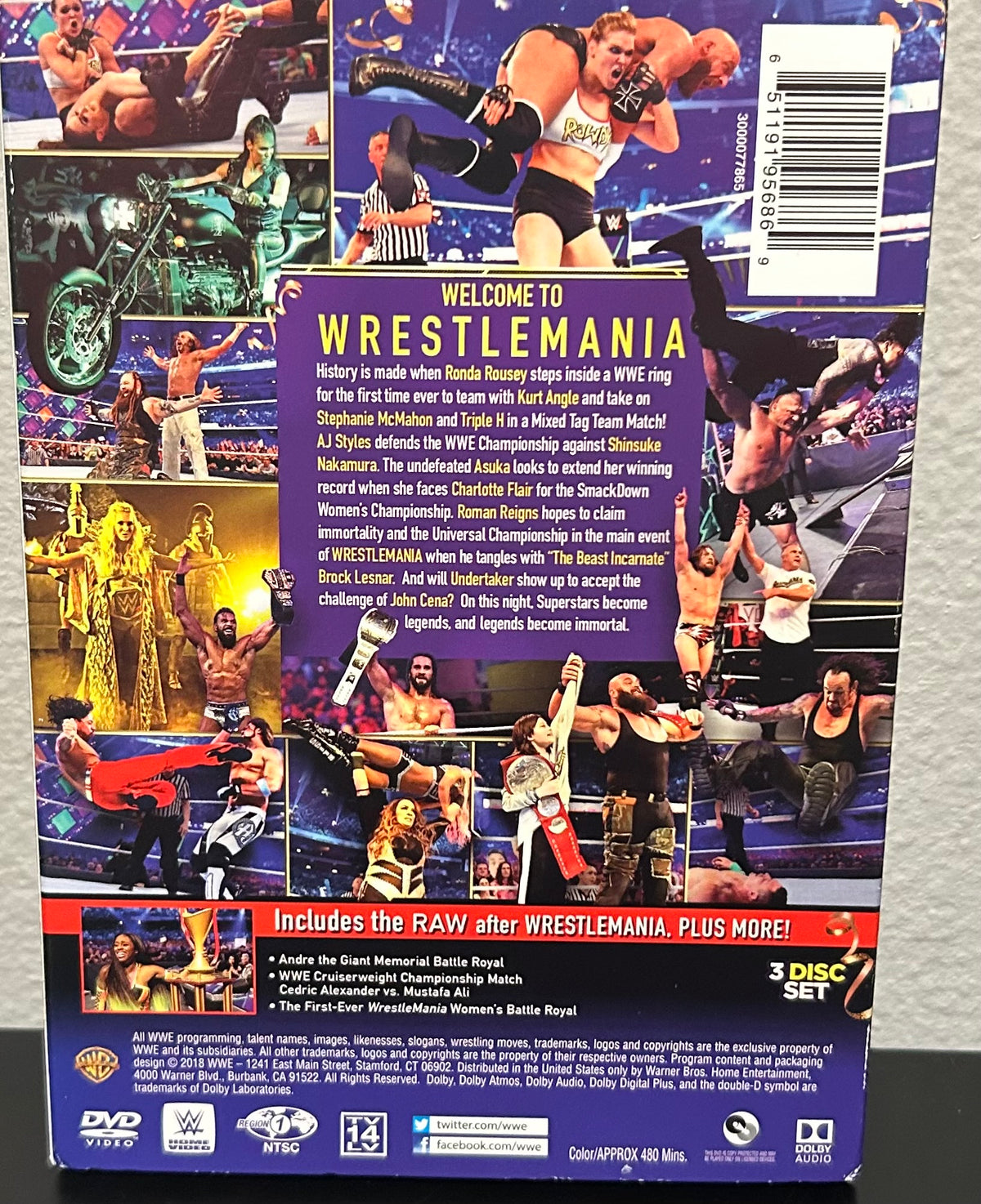 + WWE DVD “Wrestlemania 34” (3-Disc Set) Comes with a Brock Lesnar Card