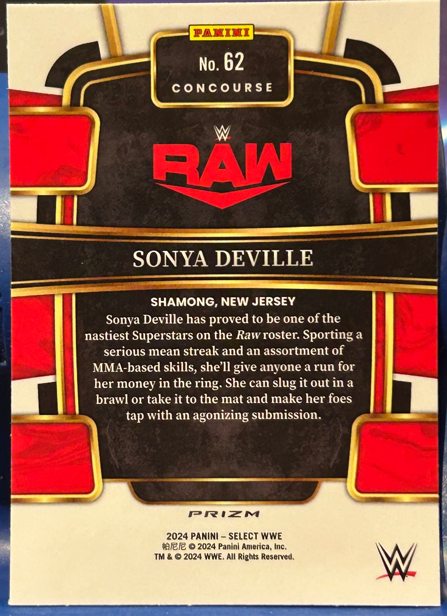 * Sonya Deville 2024 WWE Panini Select Orange Cracked Ice Prizm Refractor Card
