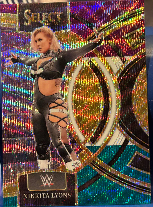 * Nikkita Lyons 2024 WWE Panini Select PURPLE & TEAL Prizm Refractor Card