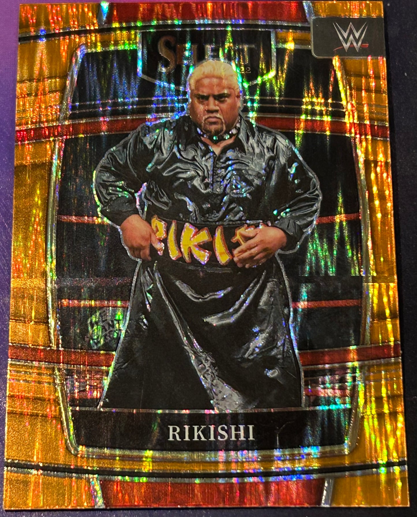 * Rikishi 2022 WWE Panini Select Orange Concourse Prizm Refractor Card
